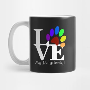 LOVE Polydactyl Cats (White Ink) Mug